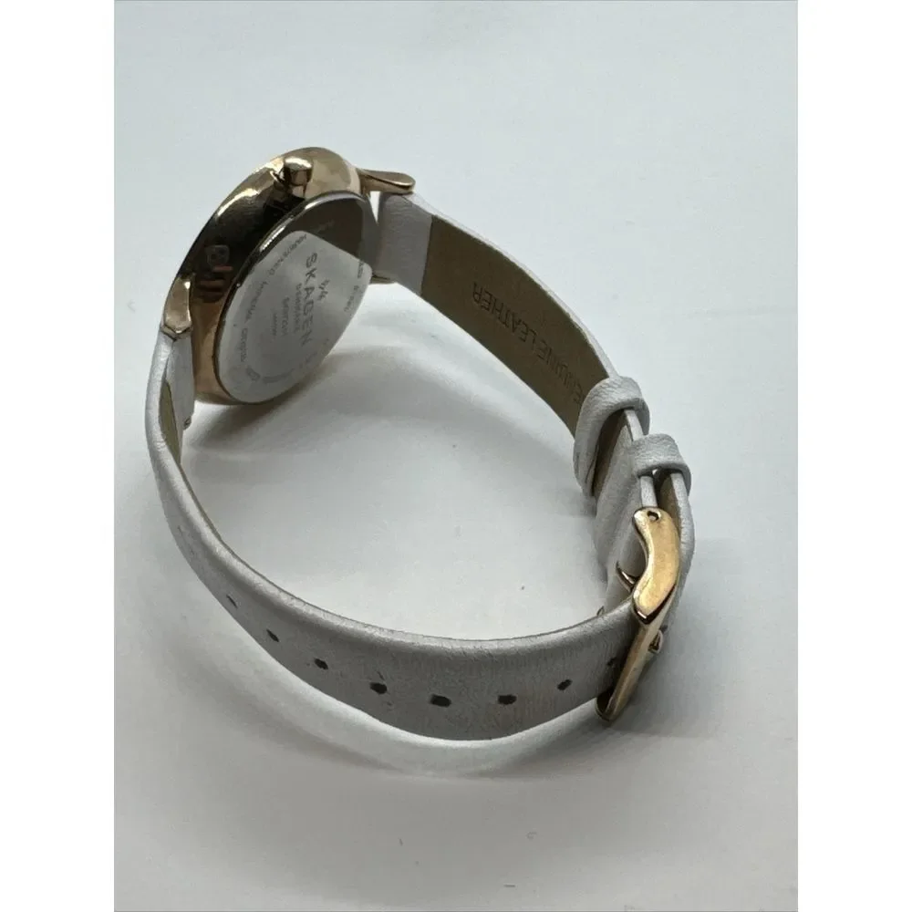 Skagen SKW2311 Women's White Leather Strap Analog Dial Quartz Wrist Watch JNA917